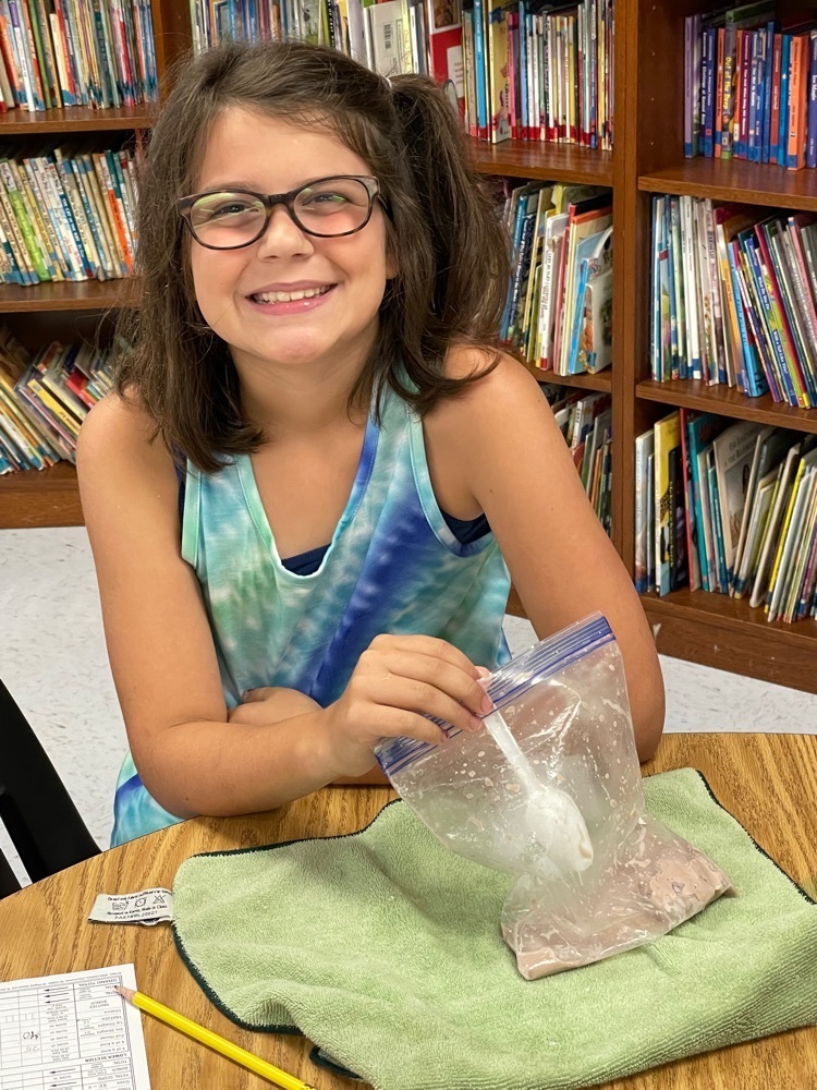 Celebrating the last day by making their own ice cream in a bag. 
